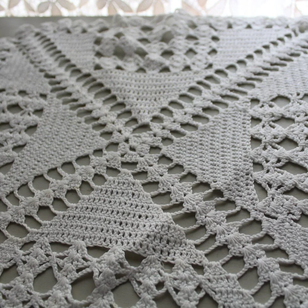 Handmade Crochet Square White Table Scarf Doily Cover
